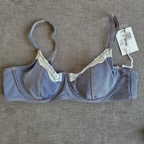 NWT Forever 21 Denim Lace-Trim Underwire Bikini Top & Bikini Bottom Set Size XL - Picture 10 of 12